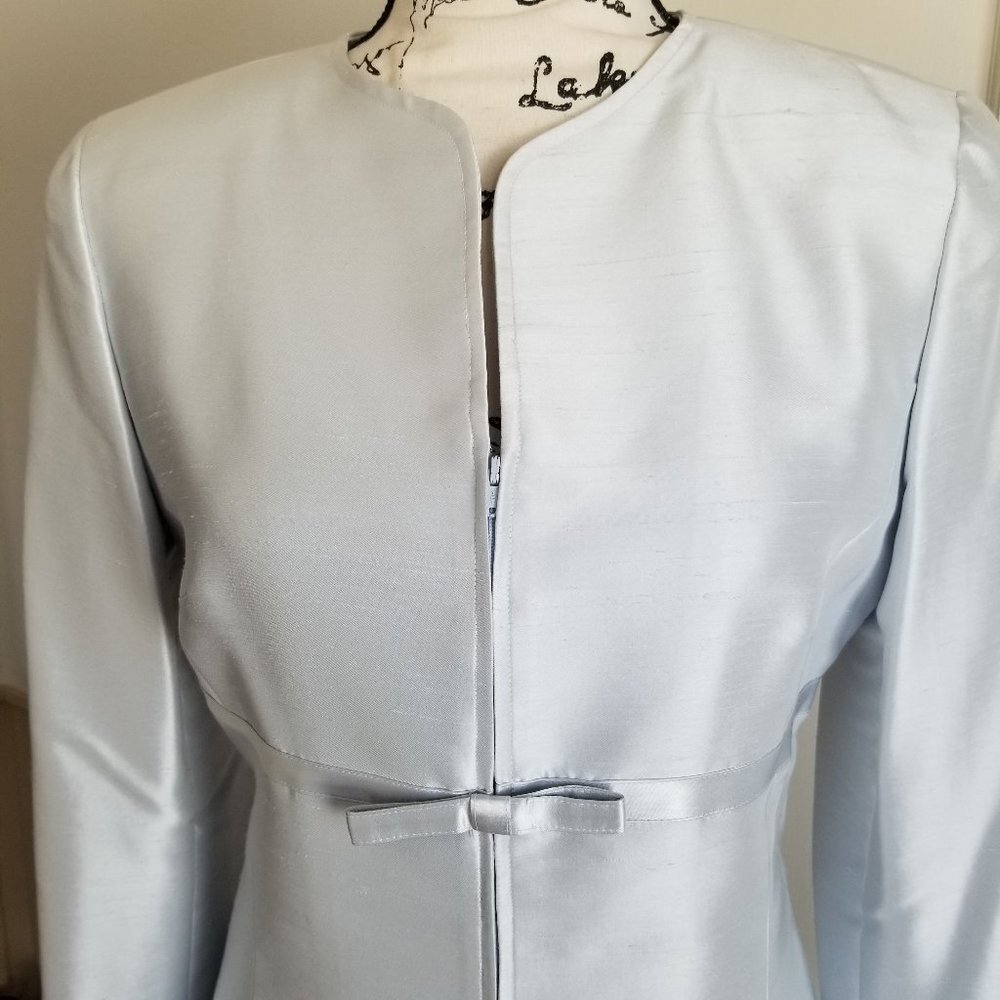Noviello Bloom Suits Silver Shantung Silk Suit - Picture 3 of 14